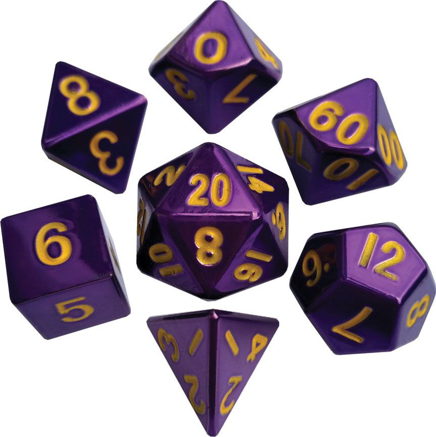16mm Metal Poly Dice Set - Purple
