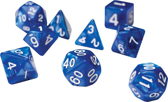 RPG Dice Set - Pearl Blue Acrylic (7)