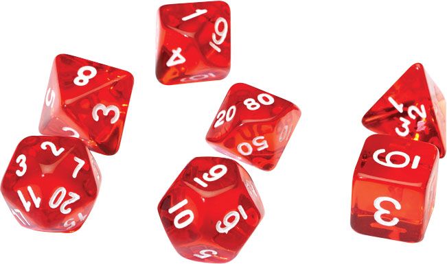 RPG Dice Set - Translucent Red Resin (7)
