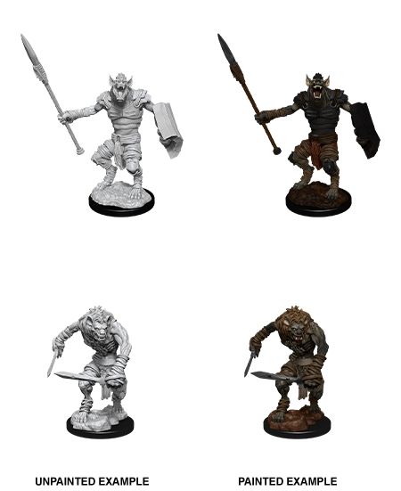 Nolzur's Marvelous Unpainted Miniatures - Gnoll & Gnoll Flesh Gnawer