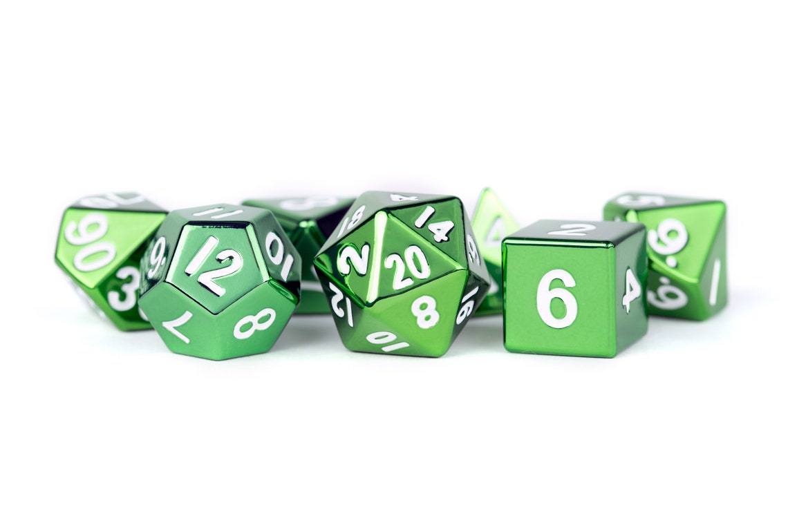 16mm Metal Poly Dice Set - Green