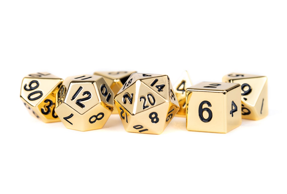 16mm Metal Poly Dice Set - Gold