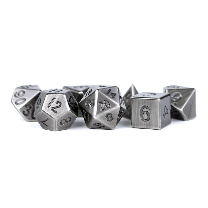 16mm Metal Poly Dice Set - Antique Silver