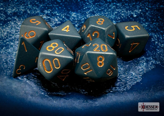 Opaque: Poly - Dusty Blue/Copper (7 dice)