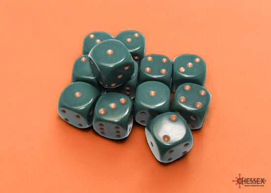 Opaque: 16mm D6 - Dusty Green/Copper (12)