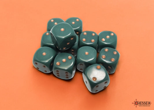 Opaque: 16mm D6 - Dusty Green/Copper (12)