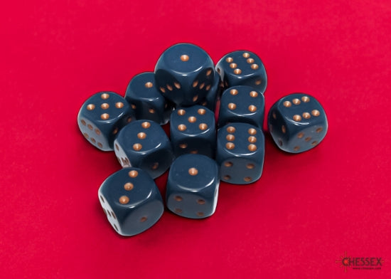 Opaque: 16mm D6 - Dusty Blue/Copper (12)