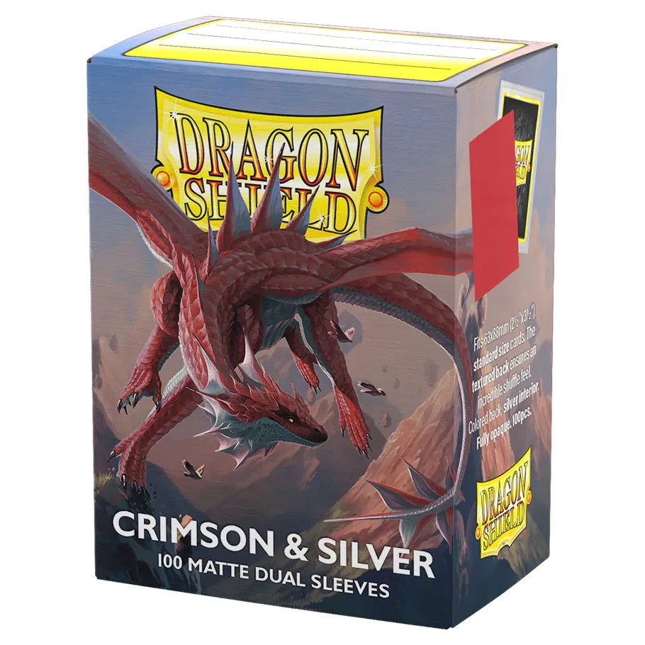 Dragon Shield - Matte Dual: Crimson & Silver (100 sleeves)