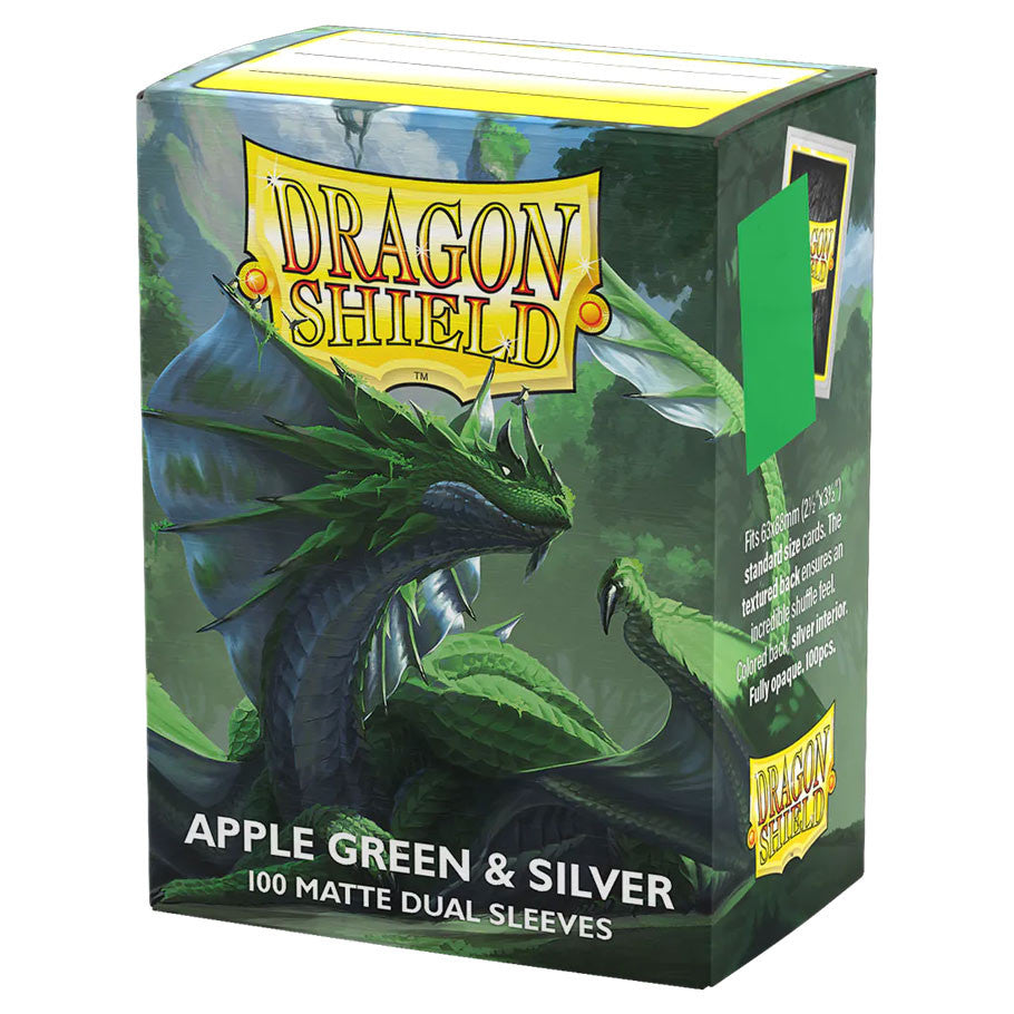 Dragon Shield - Matte Dual: Apple Green & Silver (100 sleeves)
