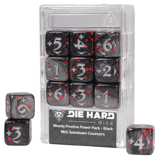 MtG Spindown Counters - Bloody Positive Power Pack: Black (9 dice)