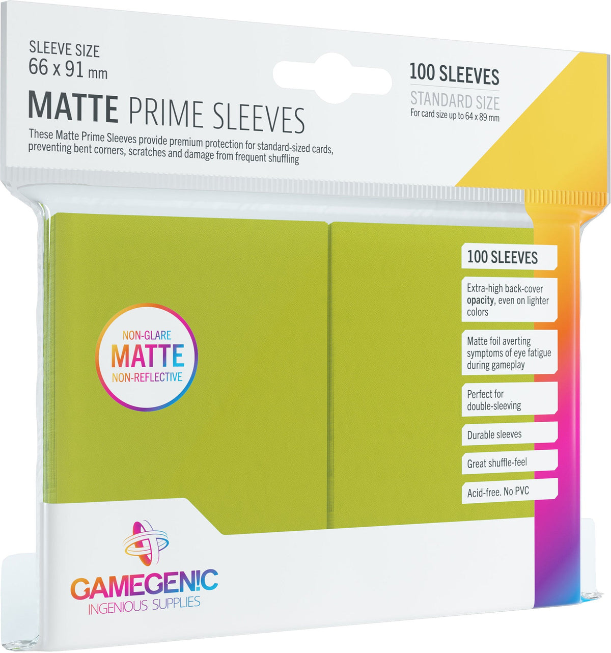 Matte Prime Sleeves - Lime (100 sleeves)