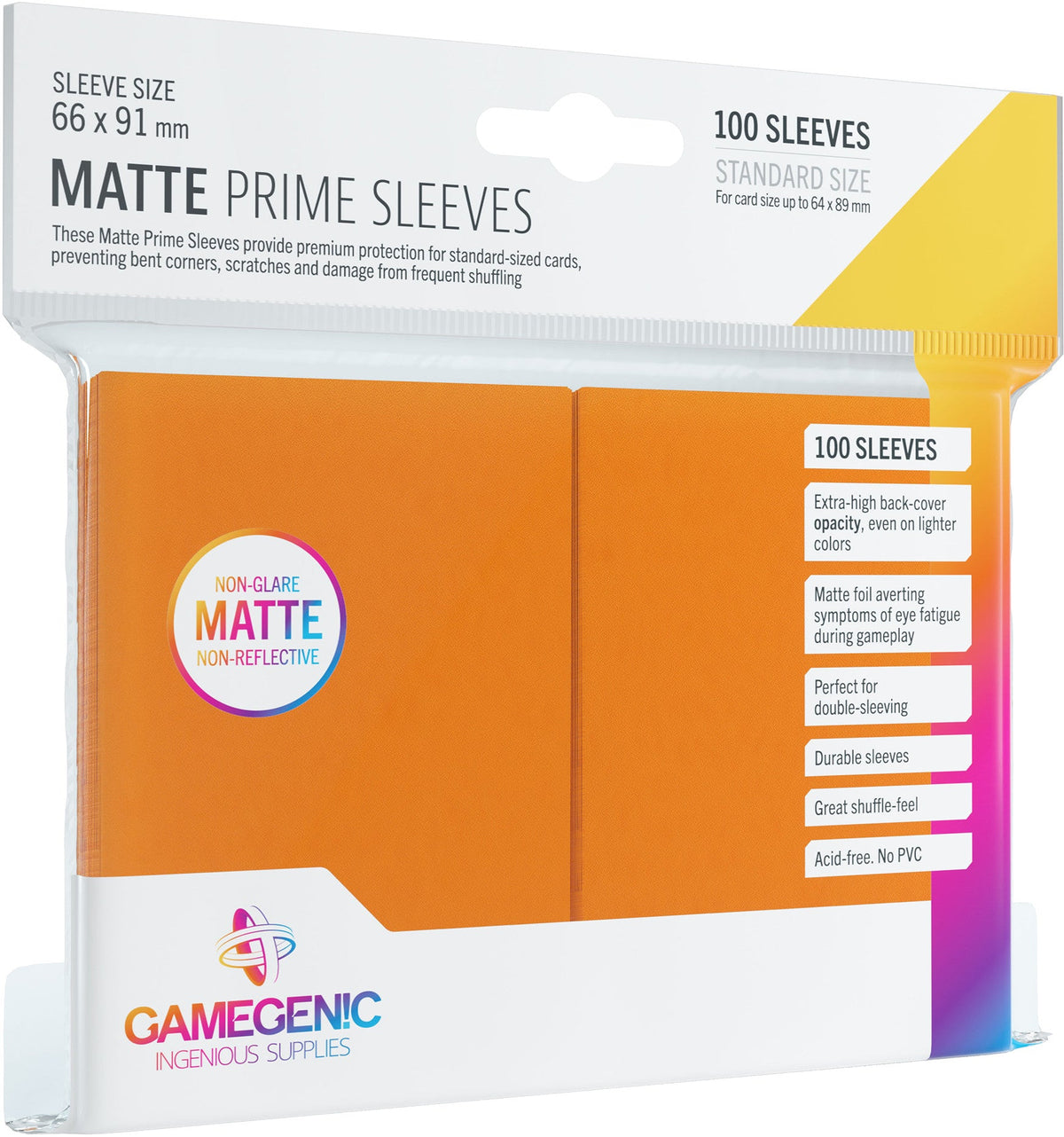 Matte Prime Sleeves - Orange (100 sleeves)