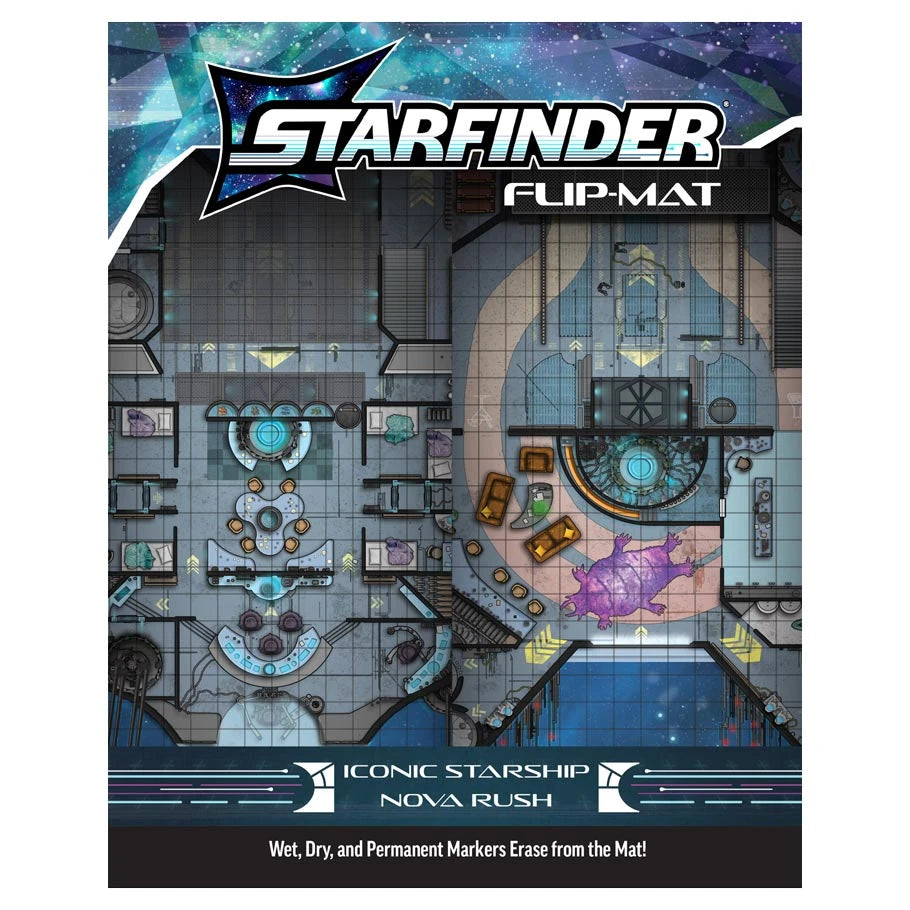 (BSG Certified USED) Starfinder: RPG - Flip-Mat: Iconic Starship Nova Rush