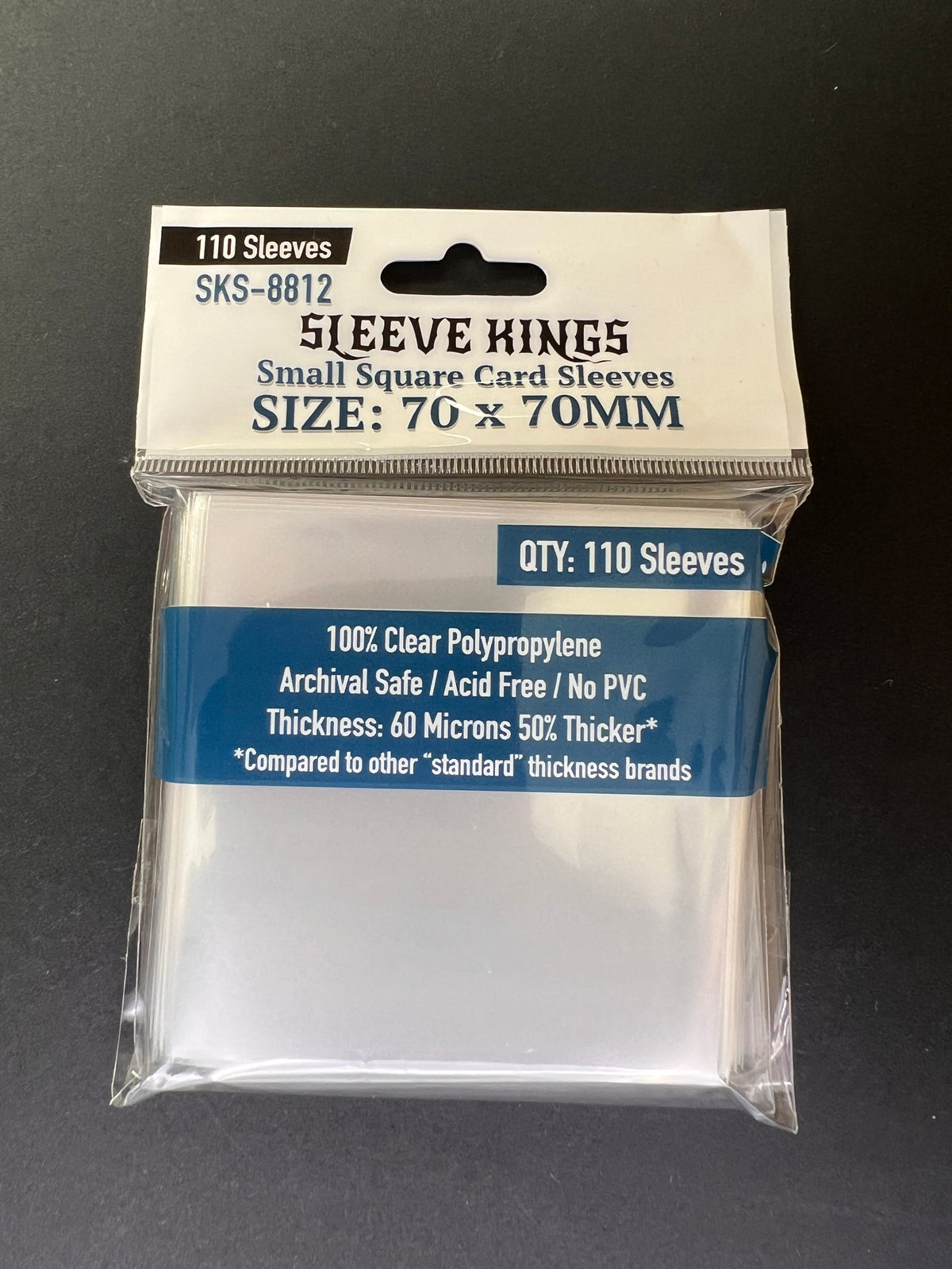 Sleeve Kings - Small Square Game Card Sleeves (70 x 70 mm, 110 sleeves)