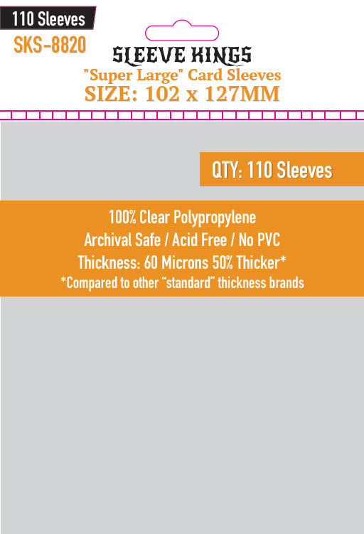 Sleeve Kings - Super Large Game Card Sleeves (102 x 127 mm, 110 sleeves)
