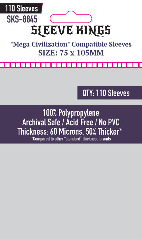 Sleeve Kings - Mega Civilization Compatible Sleeves (75 x 105 mm, 110 sleeves)