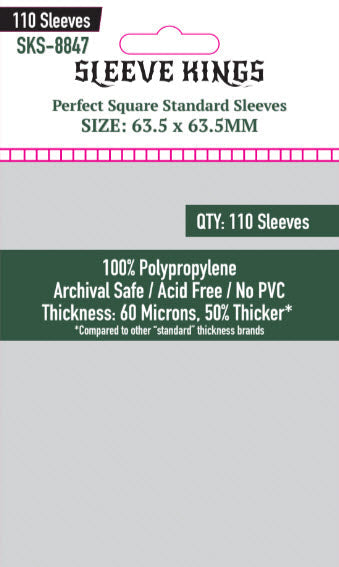 Sleeve Kings - Perfect Square Standard Sleeves (63.5 x 63.5 mm, 110 sleeves)