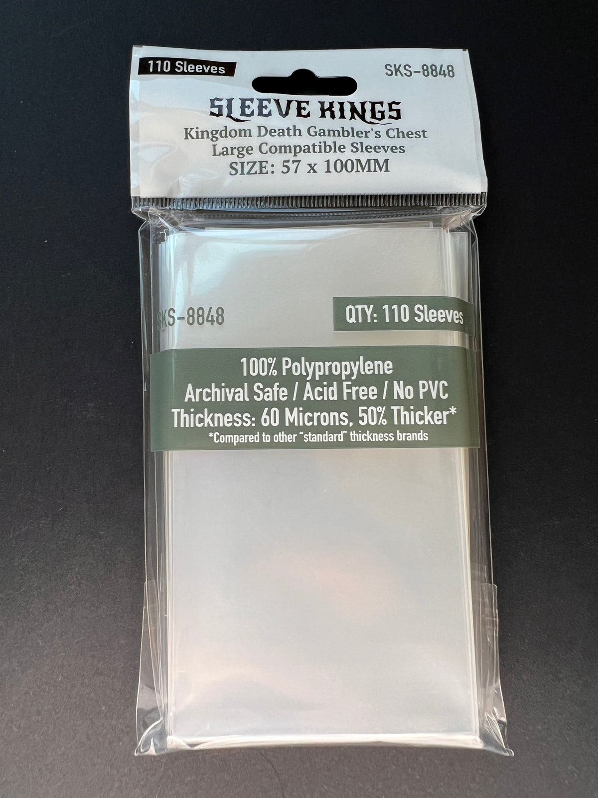 Sleeve Kings - Kingdom Death Gambler's Chest Compatible Large Sleeves (57 x 100 mm, 110 sleeves)