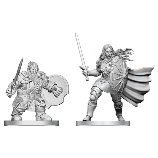 Nolzur's Marvelous Unpainted Miniatures - Dwarf Fighter & Orc Paladin (90887)