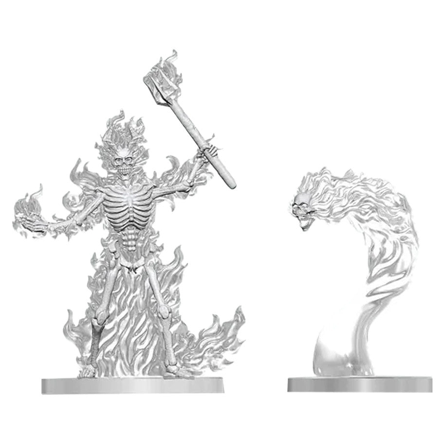 Nolzur's Marvelous Unpainted Miniatures - Flaming Skeleton & Flameskull