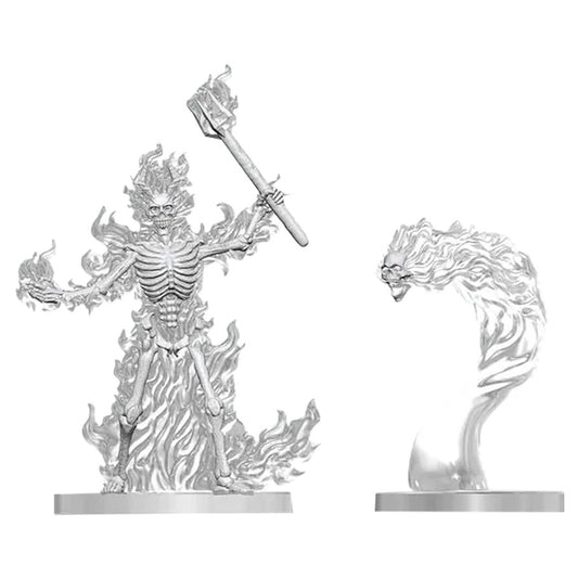 Nolzur's Marvelous Unpainted Miniatures - Flaming Skeleton & Flameskull