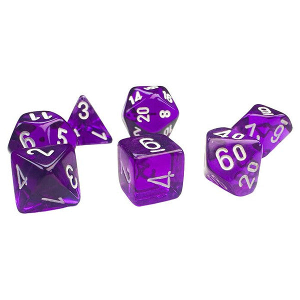 Translucent: Mini Poly - Purple/White (7 dice)
