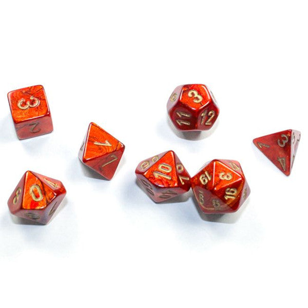 Scarab: Mini Poly - Scarlet/Gold (7 dice)