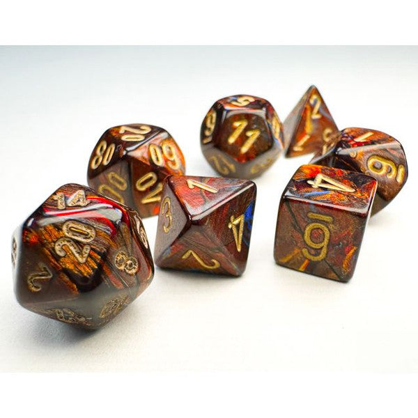 Scarab: Mini Poly - Blue Blood/Gold (7 dice)