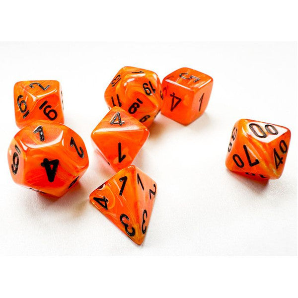 Vortex: Mini Poly - Orange/Black (7 dice)