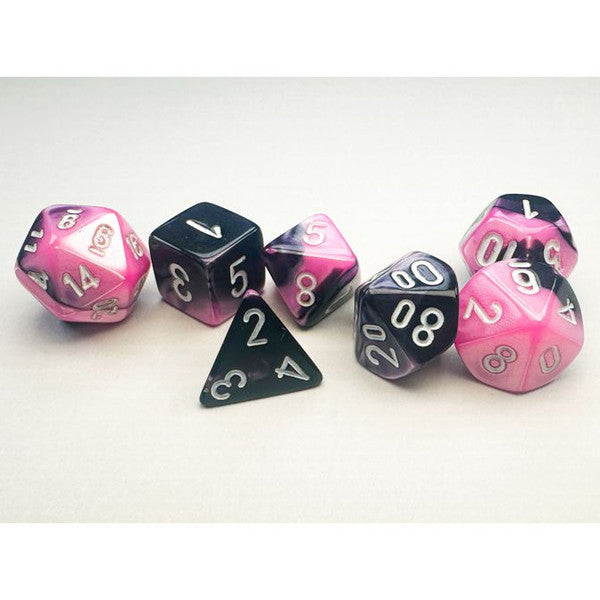 Gemini: Mini Poly - Black Pink/White (7 dice)