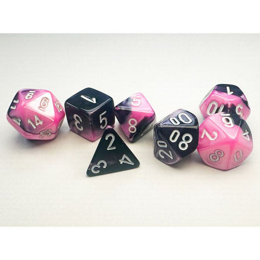 Gemini: Mini Poly - Black Pink/White (7 dice)