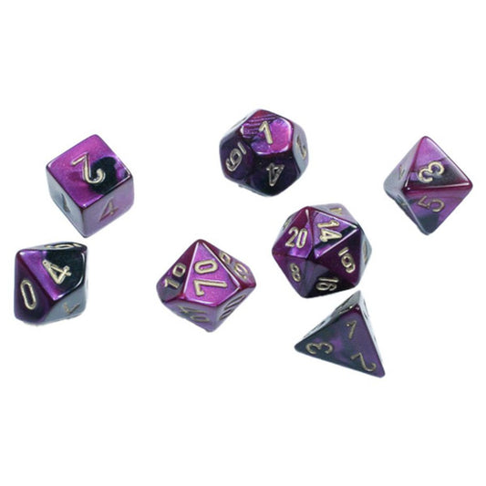 Gemini: Mini Poly - Black Purple/Gold (7 dice)