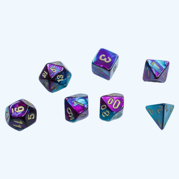 Gemini: Mini Poly - Purple Teal/Gold (7 dice)