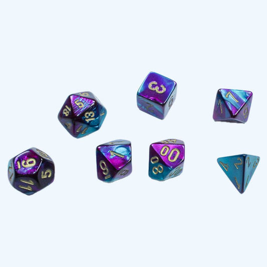 Gemini: Mini Poly - Purple Teal/Gold (7 dice)