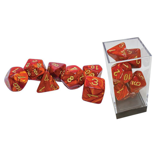 Scarab: Mega Poly - Hedrals: Scarlet/Gold (7 dice)