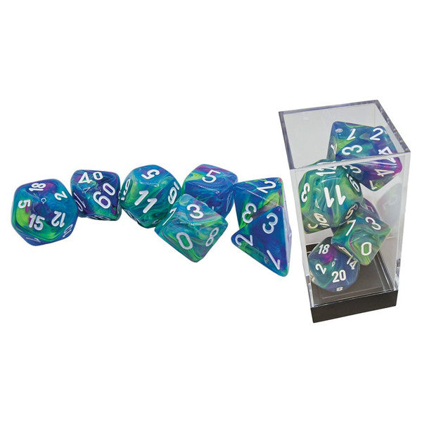 Festive: Mega Poly - Hedrals: Waterlily/White (7 dice)