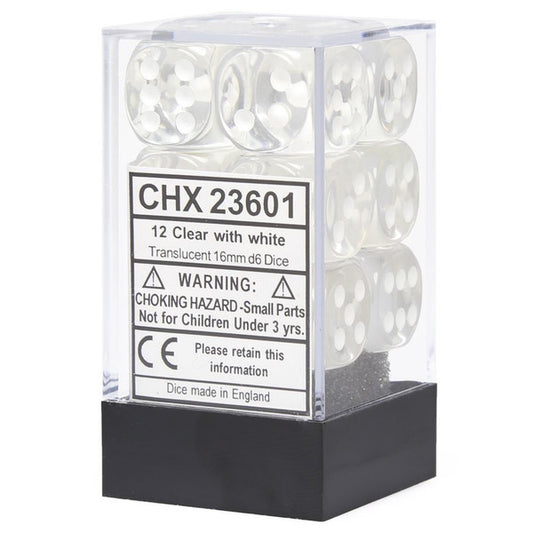 Translucent: 16mm D6 - Clear/White (12)