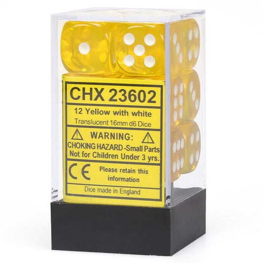 Translucent: 16mm D6 - Yellow/White (12)