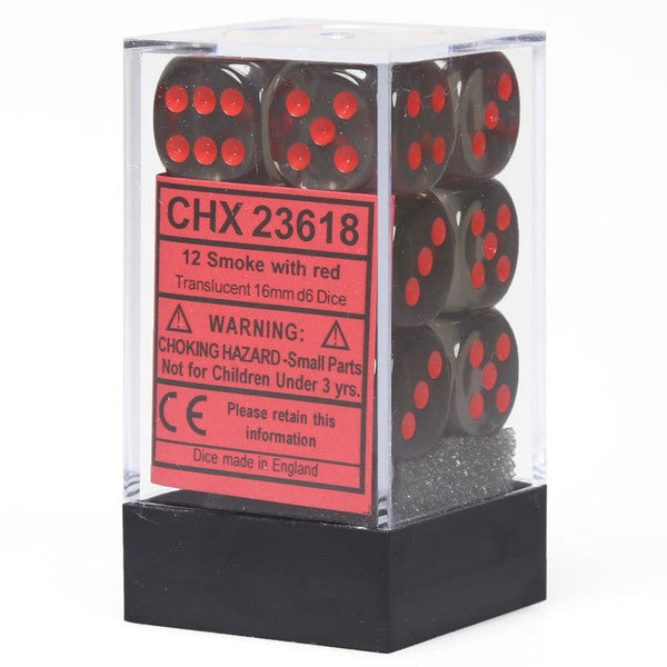 Translucent: 16mm D6 - Smoke/Red (12)