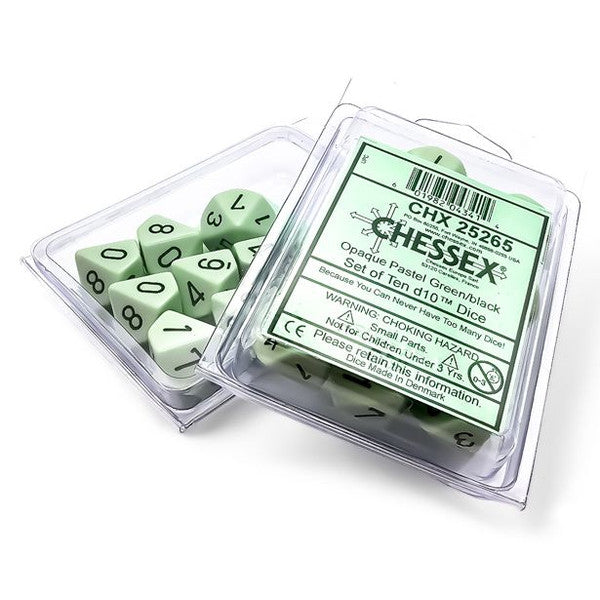 Opaque: D10 - Pastel Green/Black (10 dice)