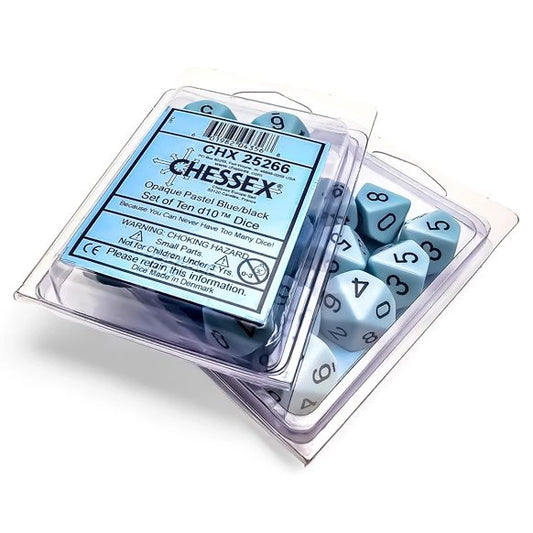 Opaque: D10 - Pastel Blue/Black (10 dice)