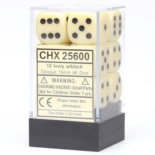 Opaque: 16mm D6 - Ivory/Black (12)