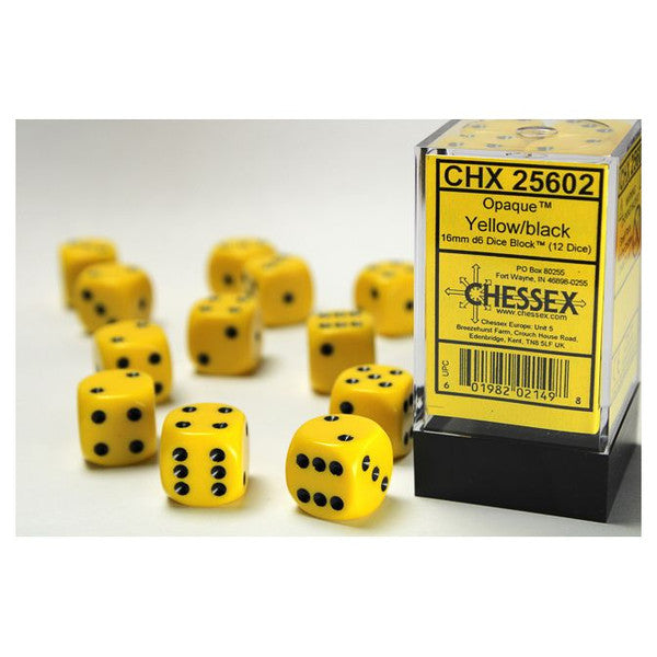 Opaque: 16mm D6 - Yellow/Black (12)
