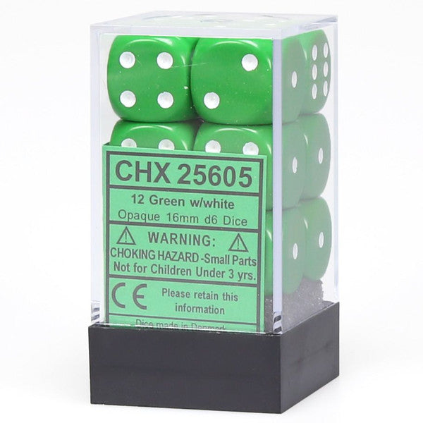 Opaque: 16mm D6 - Green/White (12)