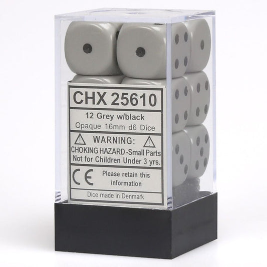 Opaque: 16mm D6 - Grey/Black (12)