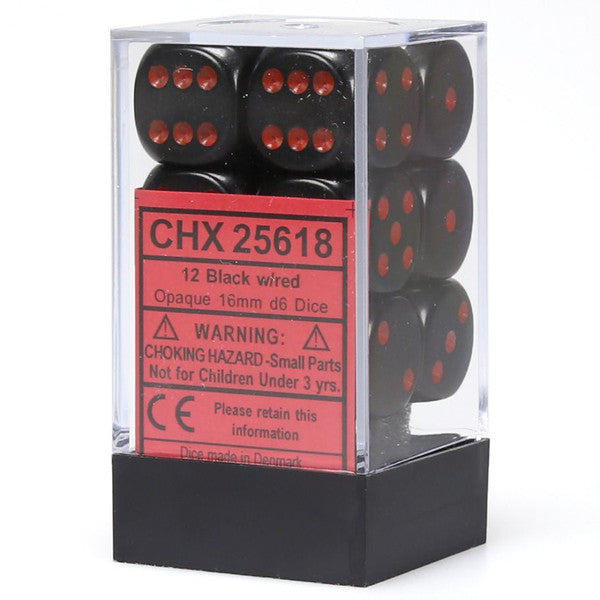 Opaque: 16mm D6 - Black/Red (12)