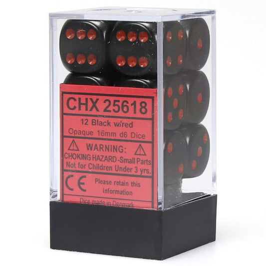 Opaque: 16mm D6 - Black/Red (12)