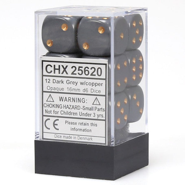 Opaque: 16mm D6 - Dark Grey/Copper (12)