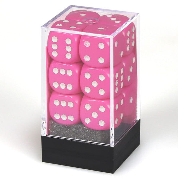 Opaque: 16mm D6 - Pink/ White (12)