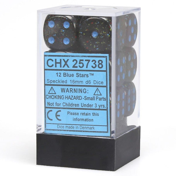Speckled: 16mm D6 - Blue Stars (12)